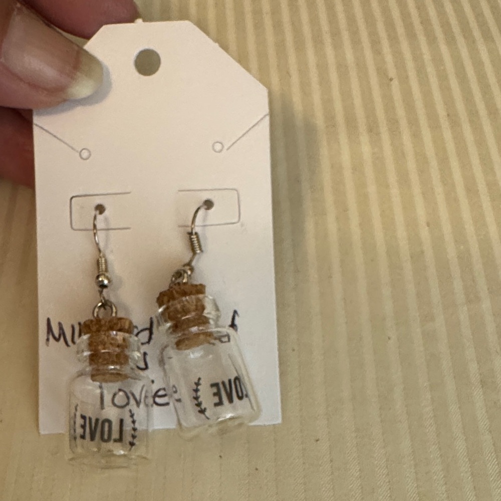 Mustard Seed Glass Bottle Earrings with Cork - Picture 4 of 12